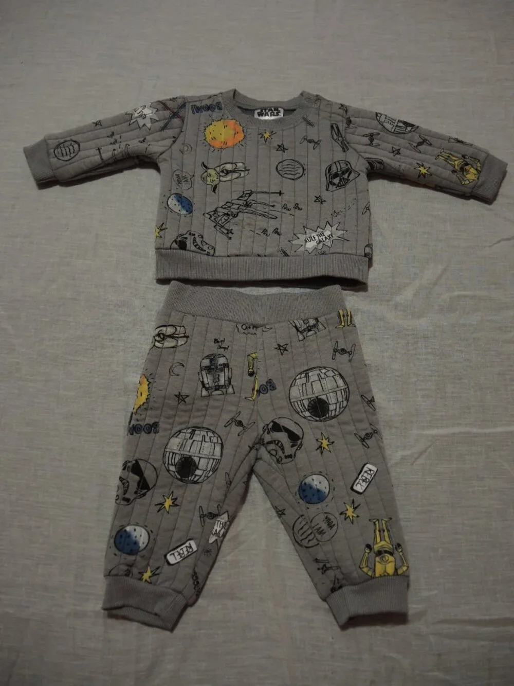 Star Wars Baby Sweat Outfit Gray w/ Graphic Print Size 6 - 9 Months